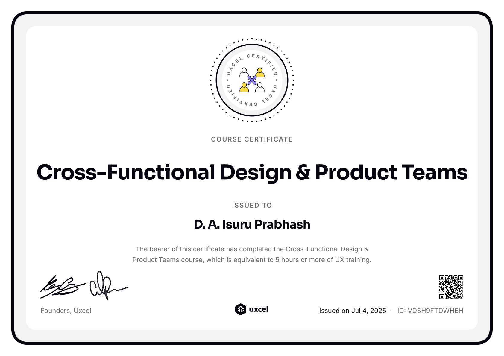 D. A. Isuru Prabhash's certificate